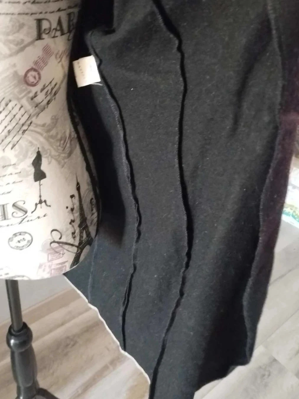Casaco longo assimétrico preto de lã, Batiste, T44 – photo 8